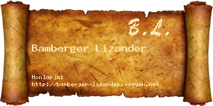 Bamberger Lizander névjegykártya